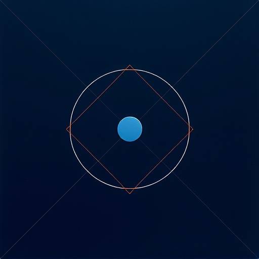 A minimalist album cover with geometric shapes and a deep blue color scheme for 'Deep Space Echoes' by Stellar Sounds