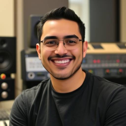 Portrait of Daniel Ramirez, Head Audio Engineer, smiling confidently in the studio