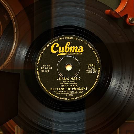 Restored vinyl record label for a vintage Cuban music album titled 'Sonidos de Cuba'