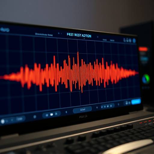 Software interface displaying an audio waveform being edited for noise reduction and audio restoration purposes.